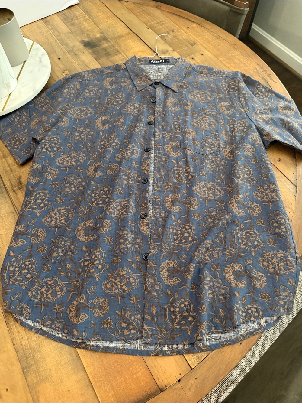 Atlanl Blue Floral Short-Sleeve Button-Down Shirt